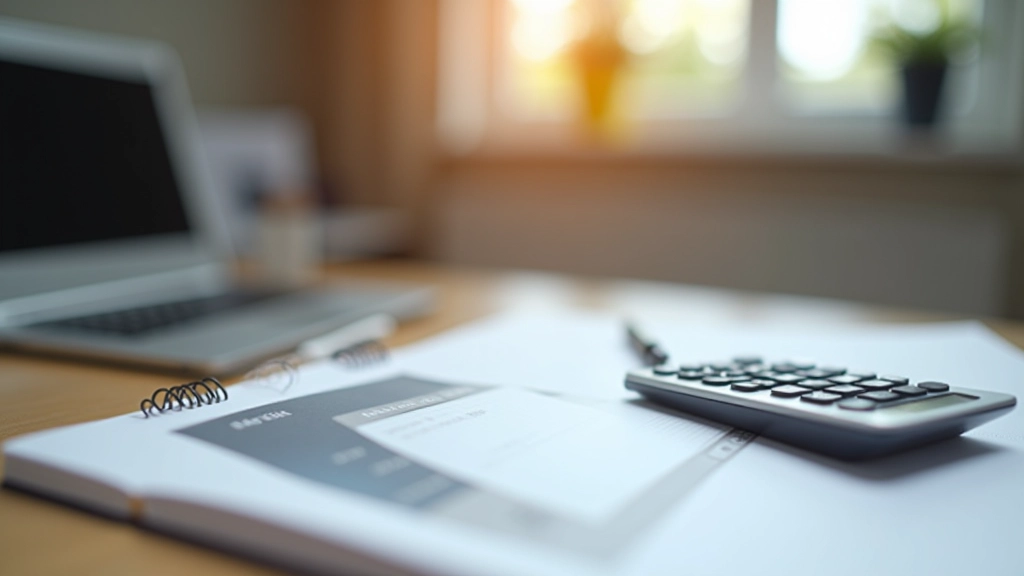 Taschenrechner und Notizblock mit Zinsberechnungsformel, finanzielle Planung