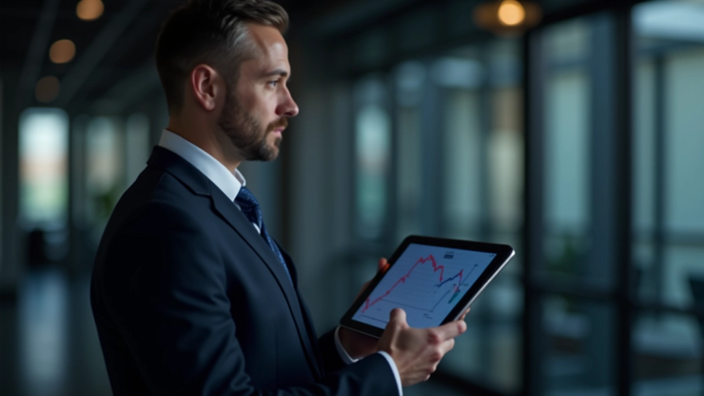 Mann schaut auf finanzielle Grafiken und Zinsradar-Daten auf dem Bildschirm