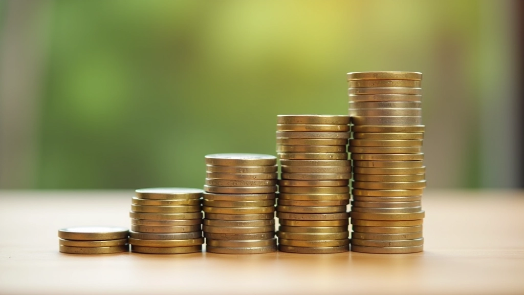 Stapel von Euromünzen in abnehmender Größe, symbolisiert den Kaufkraftverlust durch Inflation