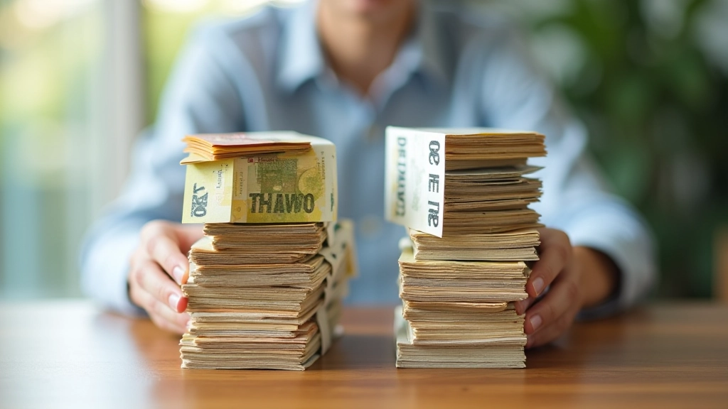 Zwei Geldstapel nebeneinander, einer größer als der andere, zeigt Zinsunterschied zwischen Festgeld und Tagesgeld